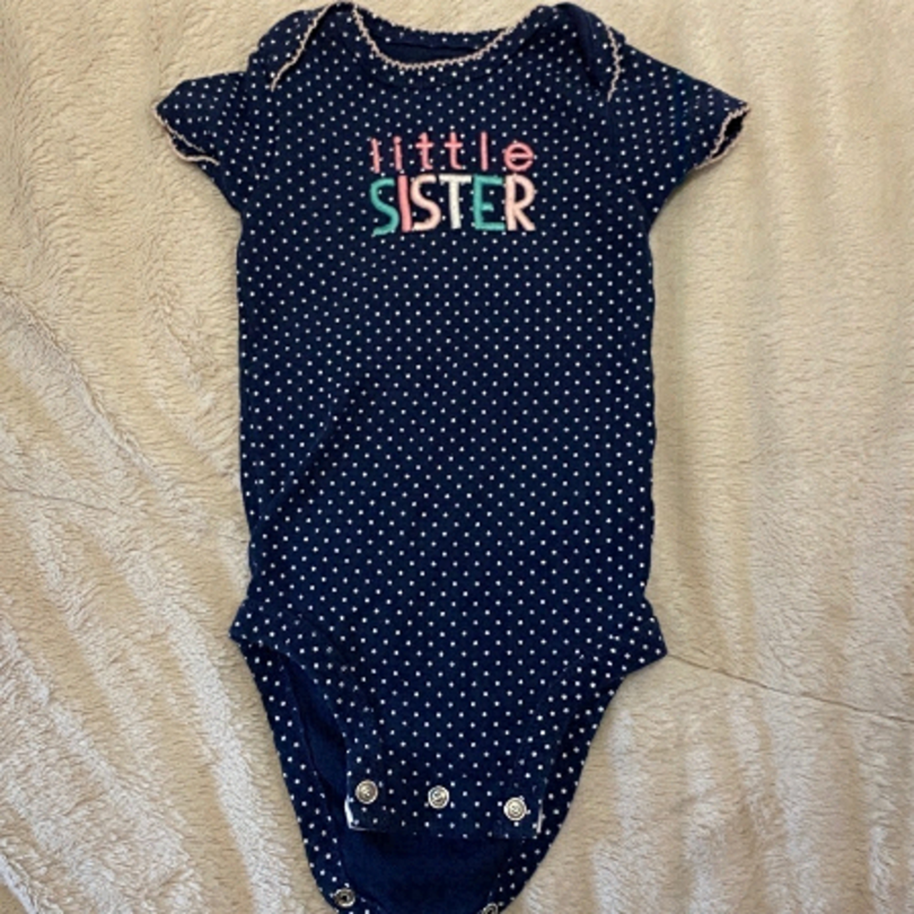 4/$25 Little Sister Body Suit 3-6 Month baby girl newborn diaper shirt